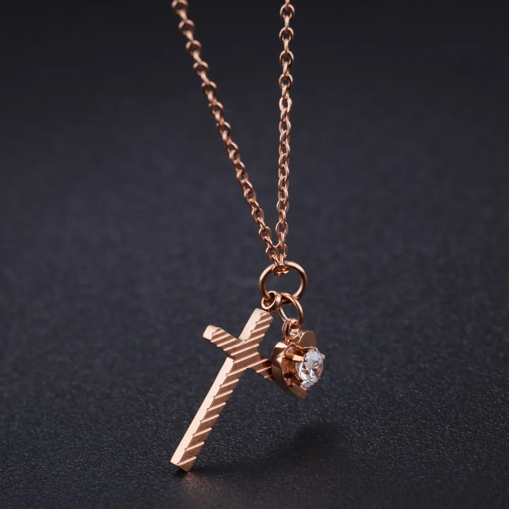 Модное ожерелье с подвеской smalle Cross из нержавеющей стали для женщин инкрустацией