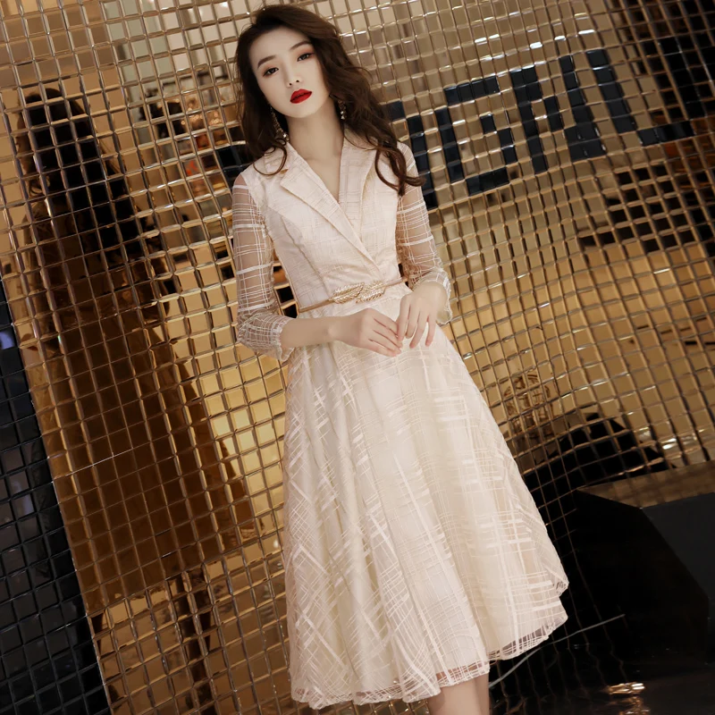 Вечернее платье weiyin de Soiree винтажное кружевное вечернее короткое 2020 с v-образным