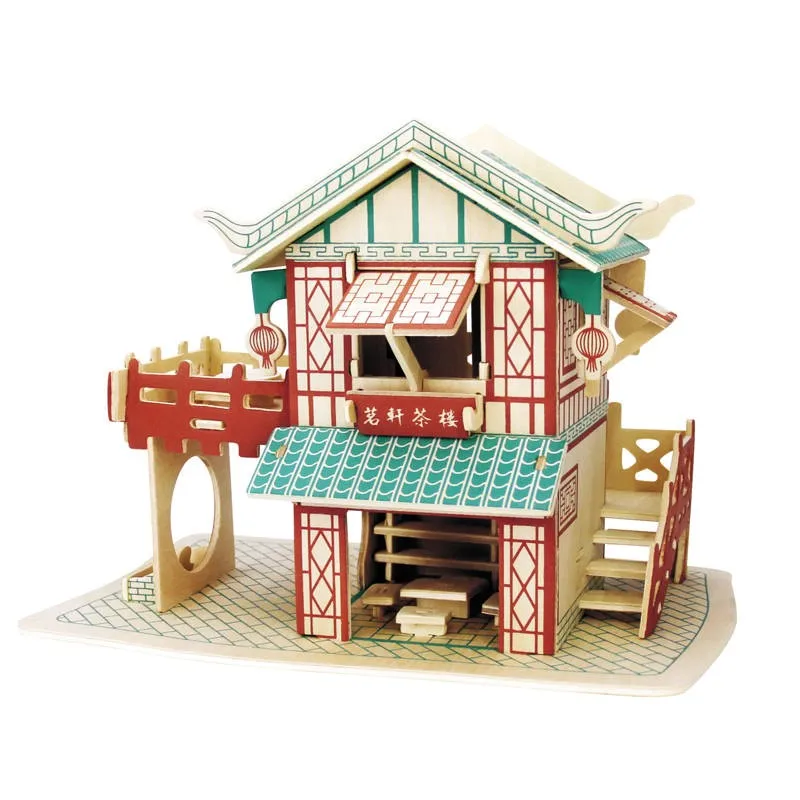 

Candice guo! Деревянная игрушка, 3D пазл, ручная работа, набор для сборки «сделай сам» из дерева, чайный домик ming xuan, подарок на день рождения и Рожд...