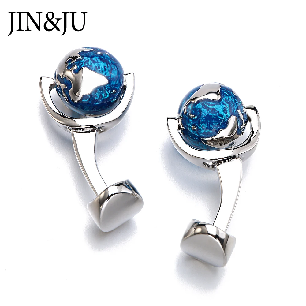 JIN & JU модные глобусы запонки в виде земного шара синий вращающийся глобус планеты Земля Карта мира Рождественский подарок для мужчин Запонки Gemelos (art.: 7a2ce7fa9) - 7a2ce7fa9