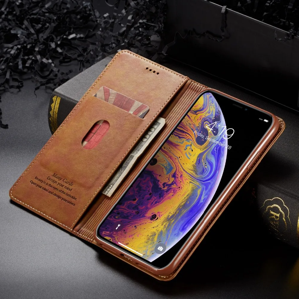 Магнитный кожаный чехол для Apple iPhone 11 Pro 8 7 6s 6 Plus XR X XS Max чехол-книжка для iPhone 6s 7 8 Plus чехол-кошелек для карт