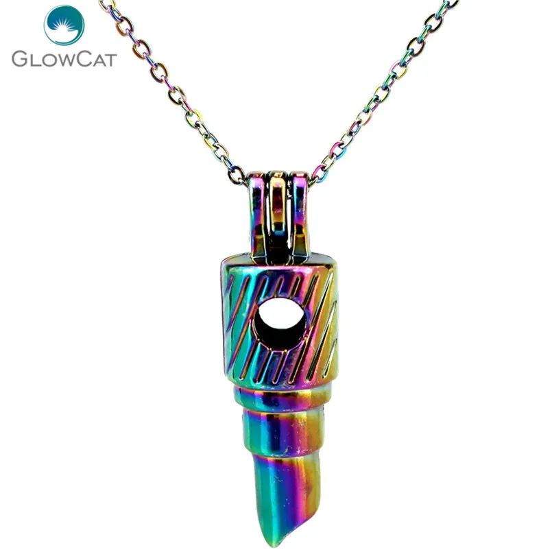 C777 Радужный цвет помада Женская клетка кулон ароматическое эфирное масло диффузор медальон ожерелье