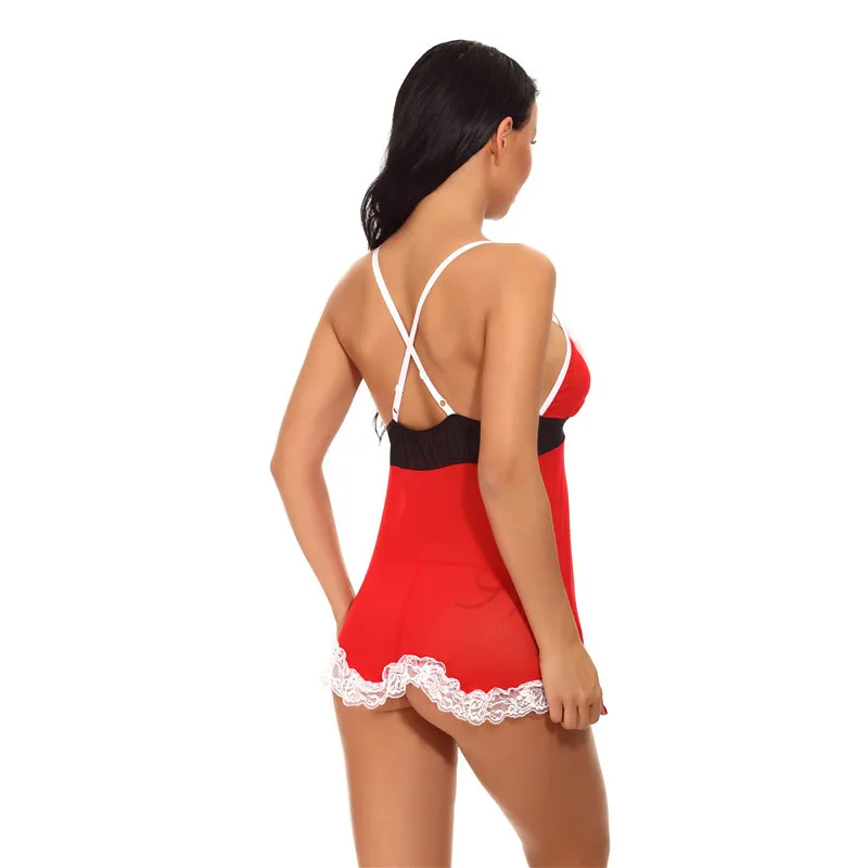 Рождественское платье Babydoll Эротическое белье, Порно пикантное нижнее белье женское Эротическое белье сексуальное Эротическое ночное белье плюс размер XXL