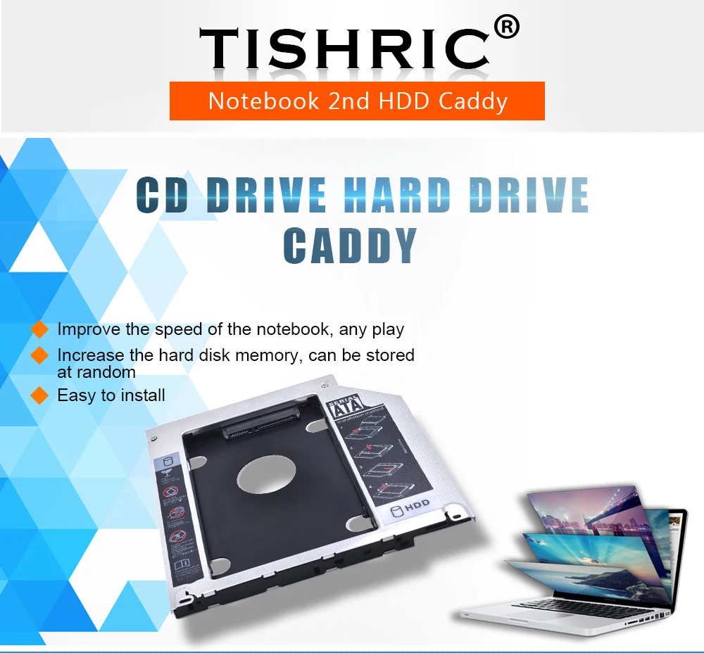 TISHRIC алюминиевый 2-й HDD Caddy 9,5 мм SATA 3,0 Optibay SSD корпус HDD корпус для Apple Macbook Pro Air 1" 15" 1" SuperDrive