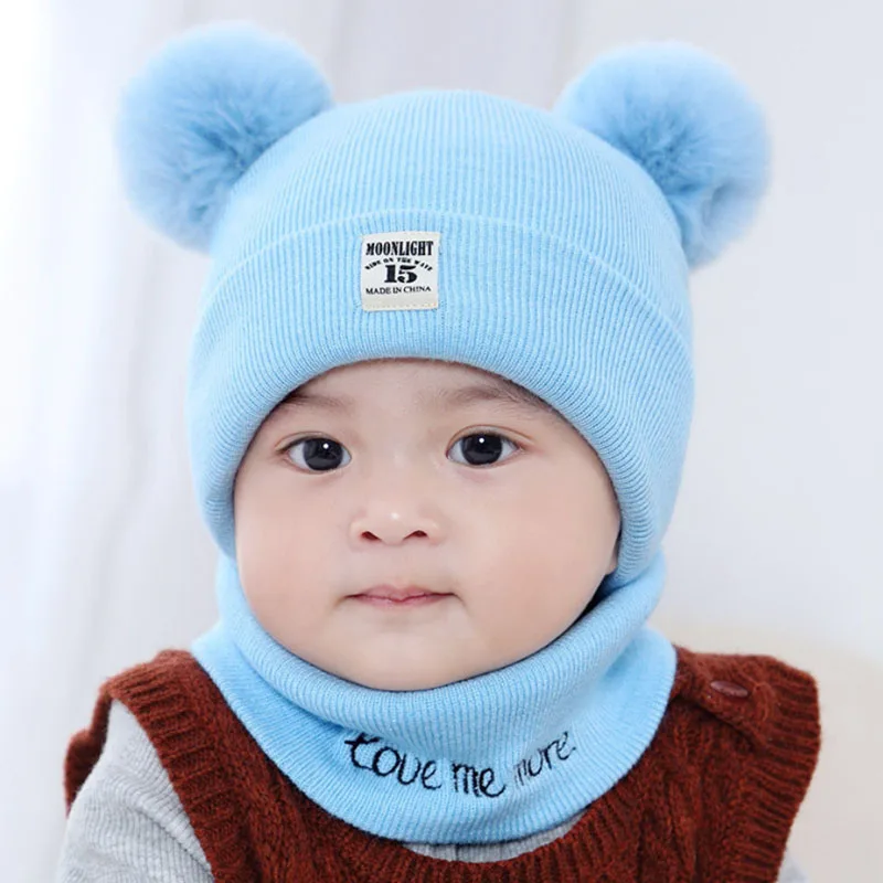 New hat autumn and winter children wool warm baby child scarf set |