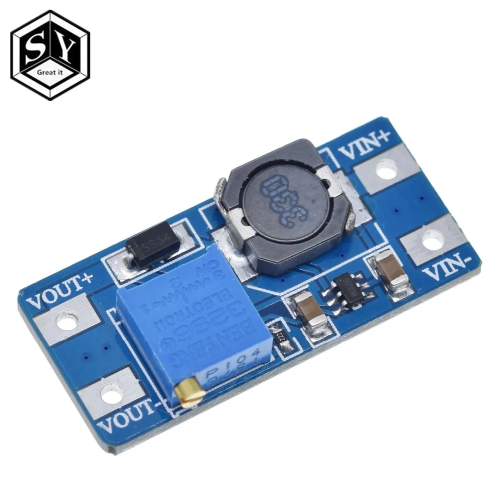 1 шт. Great IT MT3608 2A Max DC-DC Повышающий Модуль питания усилитель мощности 3-5 в до 5 В/9 В/12 В/24 В