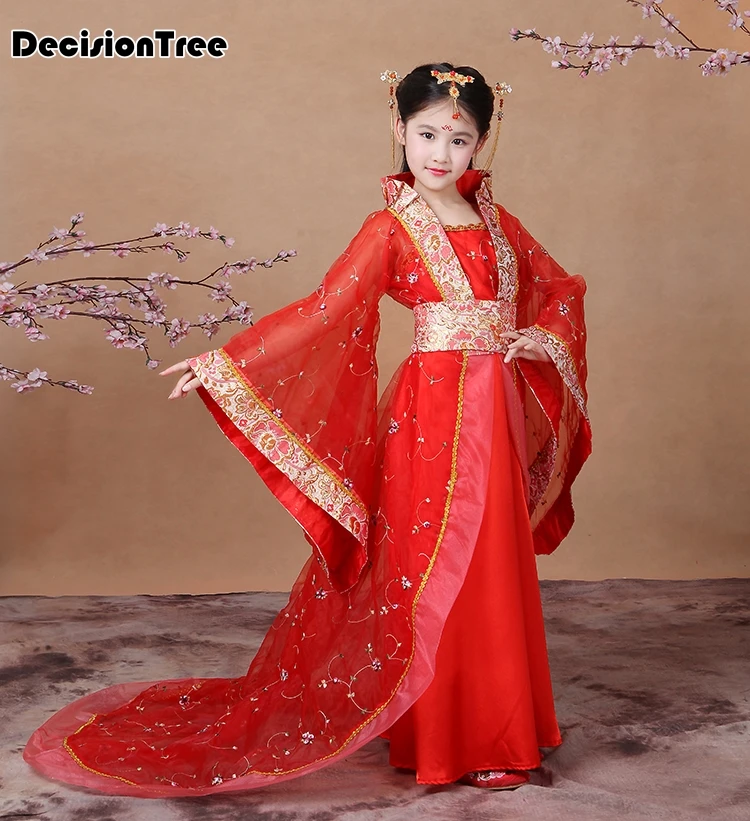 Новая розовая Китайская традиционная одежда hanfu для девочек, праздничные платья для костюмированной вечеринки, костюмы династии Тан для девочек