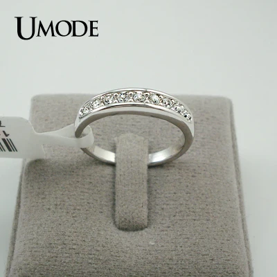 UMODE Обручальное кольцо с покрытием из белого золота и 9 драгоценными камнями