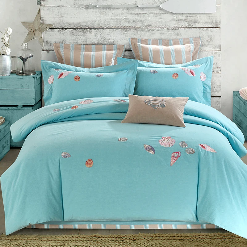 4 шт. набор простыней из натурального хлопка с вышивкой | Дом и сад