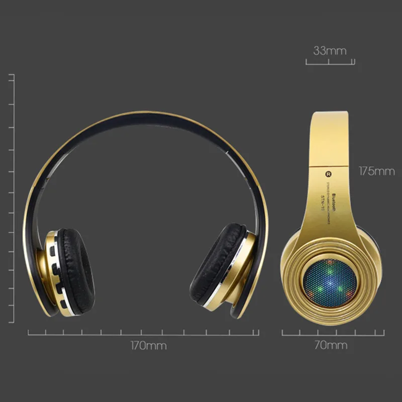 TOPROAD FM радио Bluetooth наушники беспроводные стерео бас гарнитура светящийся