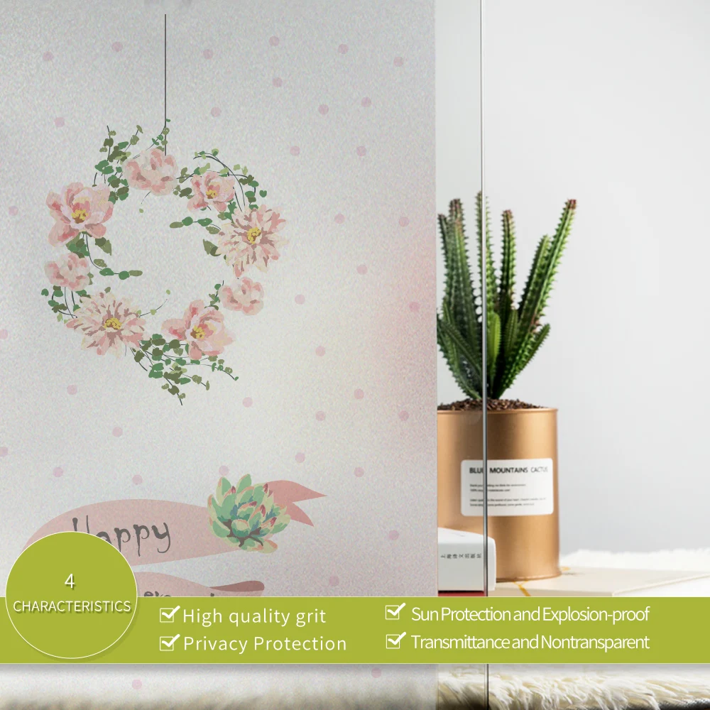 Витражная статическая пленка для окна матовая непрозрачная конфиденциальная