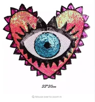 dingdianbig eye sequins patches heart shape eyeball beaded patches for clothes sew on vintage sequined appliques patch 3 colors