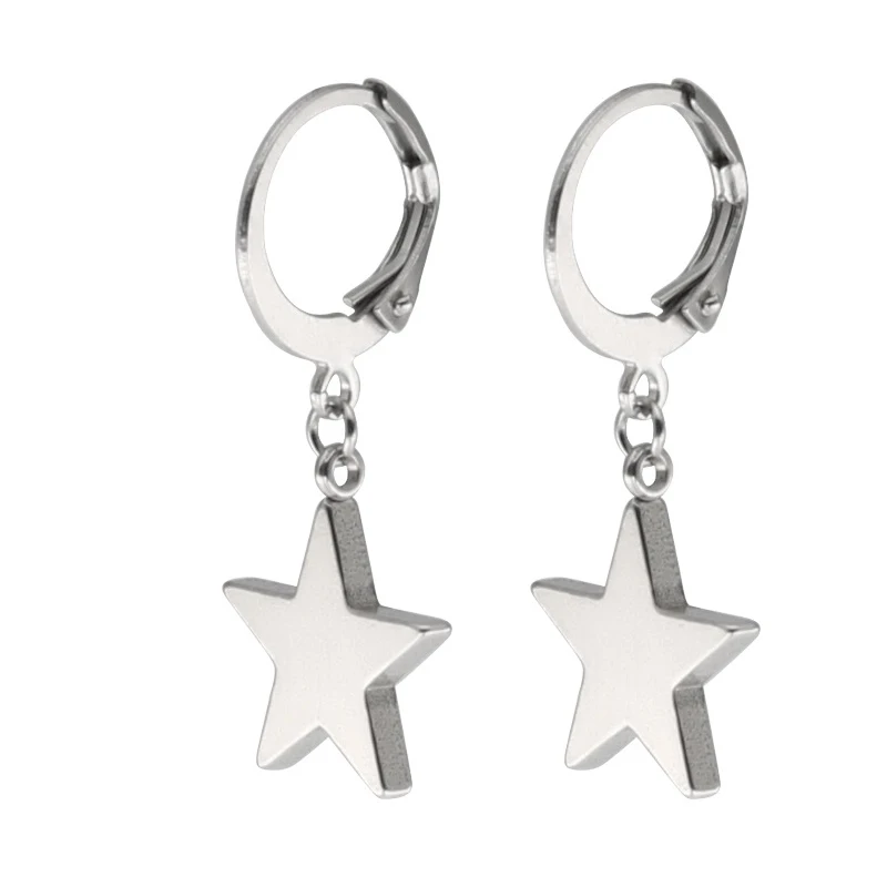 E Sliver 13mm Модные серьги из нержавеющей стали, римская цифра, якорь, Череп, звезда, Подвеска для женщин, классические кольца, подарочные украшения для ушей, 2 штуки - Окраска металла: E Sliver 13mm