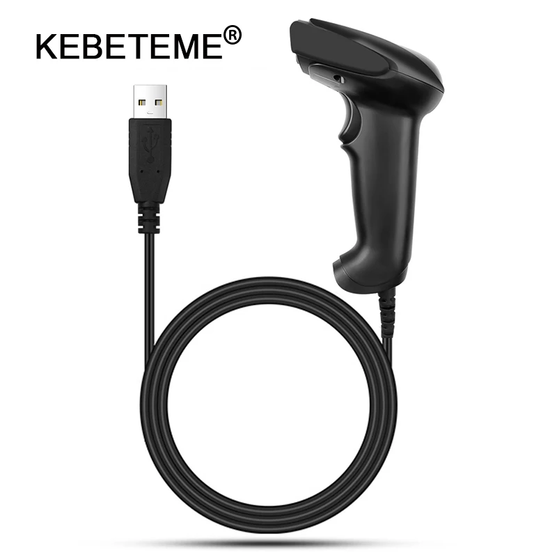 KEBETEME Портативный лазерный сканер штрих-кода Высокочувствительный портативный