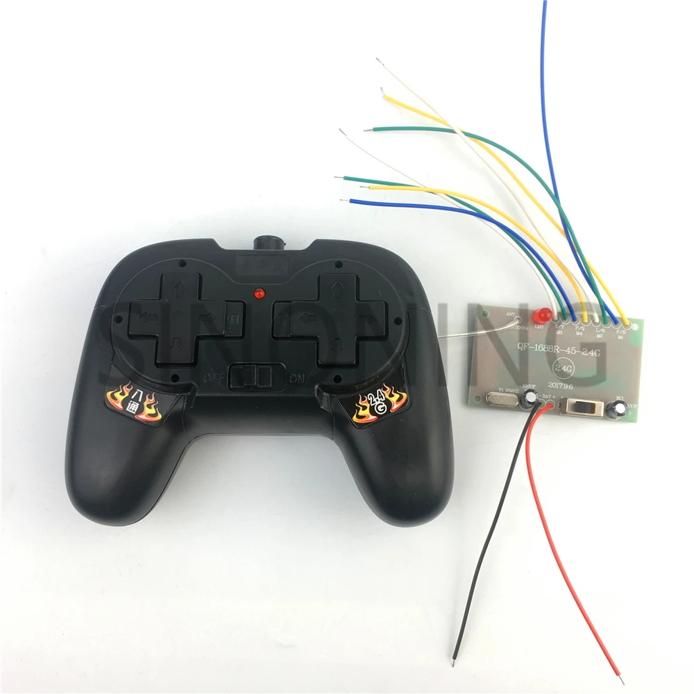 

2.4G 8CH black remote control with receiver board DIY toy boat tank car 4-6v