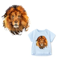 cool lion patch heat transfer vinyl stickers on clothes applique iron on animal patches for clothing diy t shirt thermal press