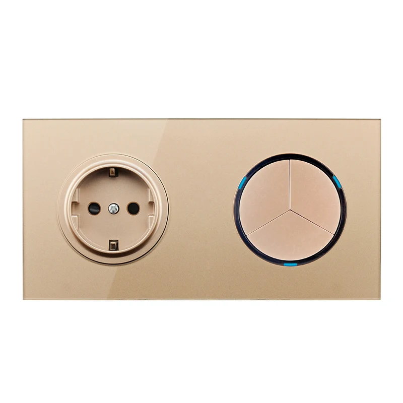 Socket-3 Gang Switch Светодиодный светильник выключатель лампы ЕС России 16A гнездо 1/2/3/4 ряда с украшением в виде кристаллов Стекло настенный выключатель+ розетка 110-250 В настенный Мощность розетка - Цвет: Socket-3 Gang Switch