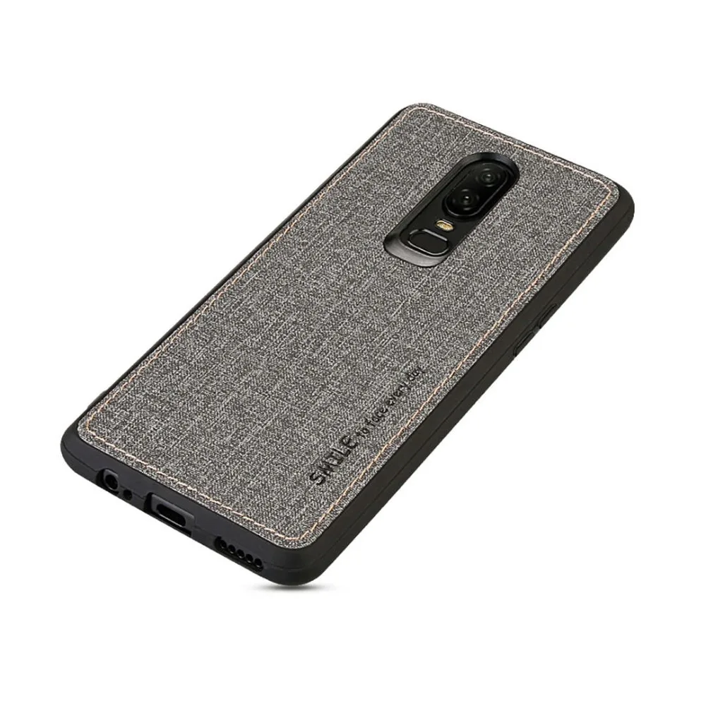 IMIDO Роскошный деловой тканевый PU чехол для телефона One Plus 6 Чехол Силиконовый ТПУ
