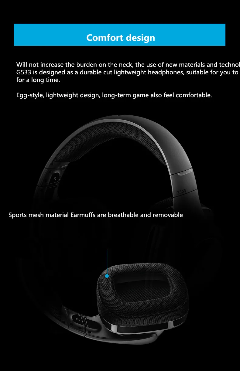 Беспроводная игровая гарнитура с объемным звуком logitech G533 DTS 7,1