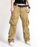 women cargo pants 8 pocket cotton hip hop trousers loose baggy military army tactical pants wide leg joggers plus size xxl