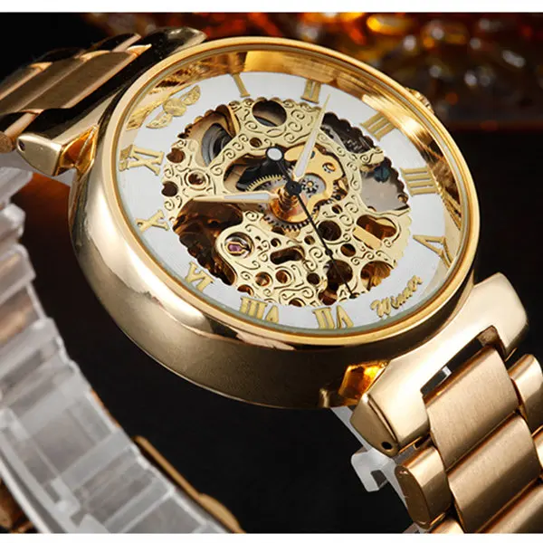 WINNER Men Rome Number Fashion Watch Mens Skeleton Mechanical Clock Steampunk Stainless Steel Watches Montre Homme Wristwatch | Наручные