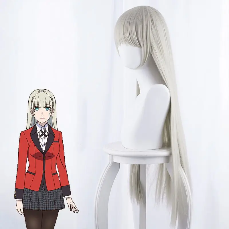 Японский косплей парик Kakegurui Compulsive Gambler Momobami Ririka серебряные костюмы с длинными
