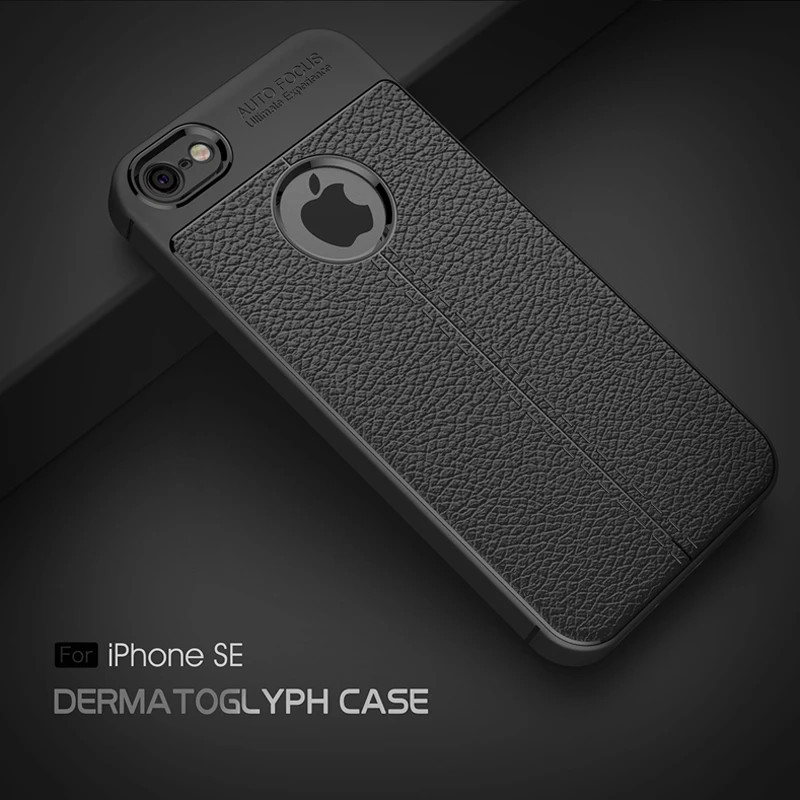 Shockproof For Apple iPhone 5 5s SE 3D Lychee Leather Texture Cover Ultra Thin Soft TPU Silicone Bumper Rubber Phone Case Fundas |