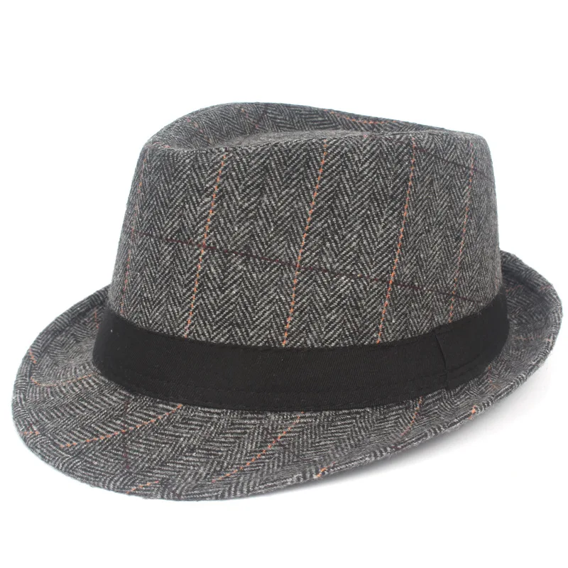 Шапка-трилби Мужская зимняя в полоску Классическая Панама с полями винтажном
