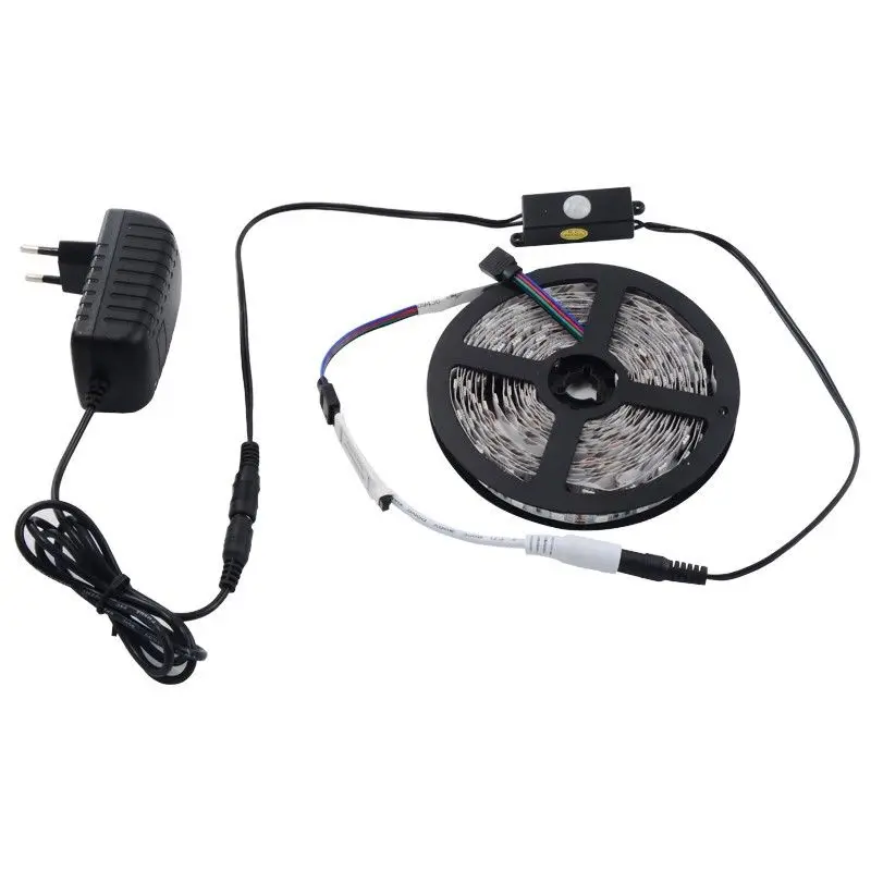 5 м 5050 60 светодиодов/м красный/зеленый/синий/белый RGB Светодиодная лента + PIR датчик