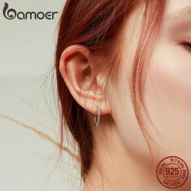 BAMOER, эмаль, жираф, асимметричные серьги-кольца для женщин, 925 пробы, серебряные серьги в виде животных, корейский стиль, ювелирные изделия, BSE108
