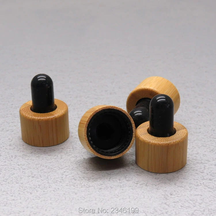40pcs/lot 18/410 High Class Environmental Bamboo Wooden Dropper Cap Black/White DIY Common Size Essential Oil | Красота и здоровье