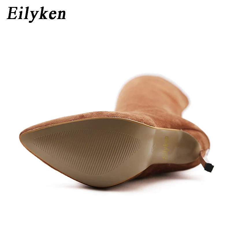 Женские эластичные ботфорты Eilyken, высокие сапоги на тонком каблуке, модные сапоги за колено, обувь на высоком каблуке до бедра
