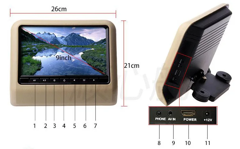 Бесплатная доставка 9 дюймов Автомобильный подголовник для контроля уровня