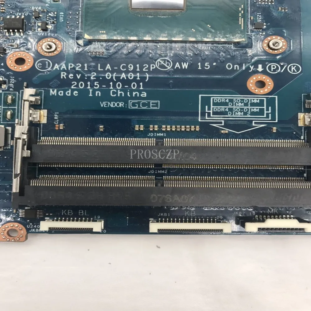 За 17 R3 15 R2 CN-0DVV6W Материнская плата ноутбука LA-C912P GTX970M 2 Гб Оперативная память N16E-GT-A1 с i7-6700HQ Процессор работает хорошо