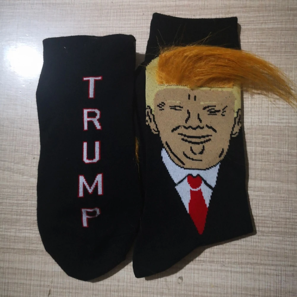 President Дональд Трамп носки с 3D поддельные волосы Crew носки Америка Необычные носки для мужчин