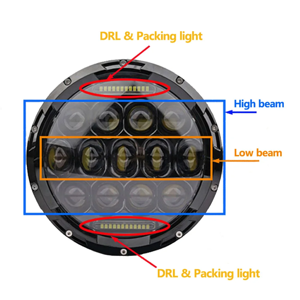 75 Вт 7 дюймовый светодиодный головной светильник Hi/ближнего света DRL для Хар лей с