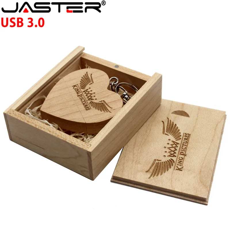 JASTER USB 3 0 (более 1 шт. бесплатный логотип) грецкий орех деревянное сердце +
