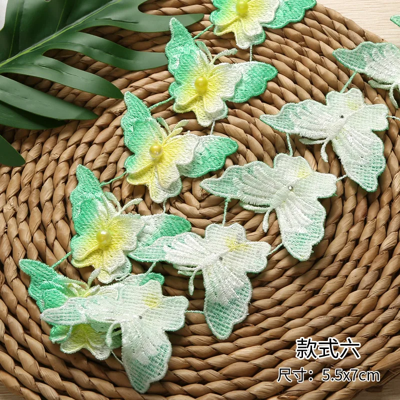 30 ярдов/шт. 3D водорастворимые бусины для ногтей из полиэстера с бабочками и