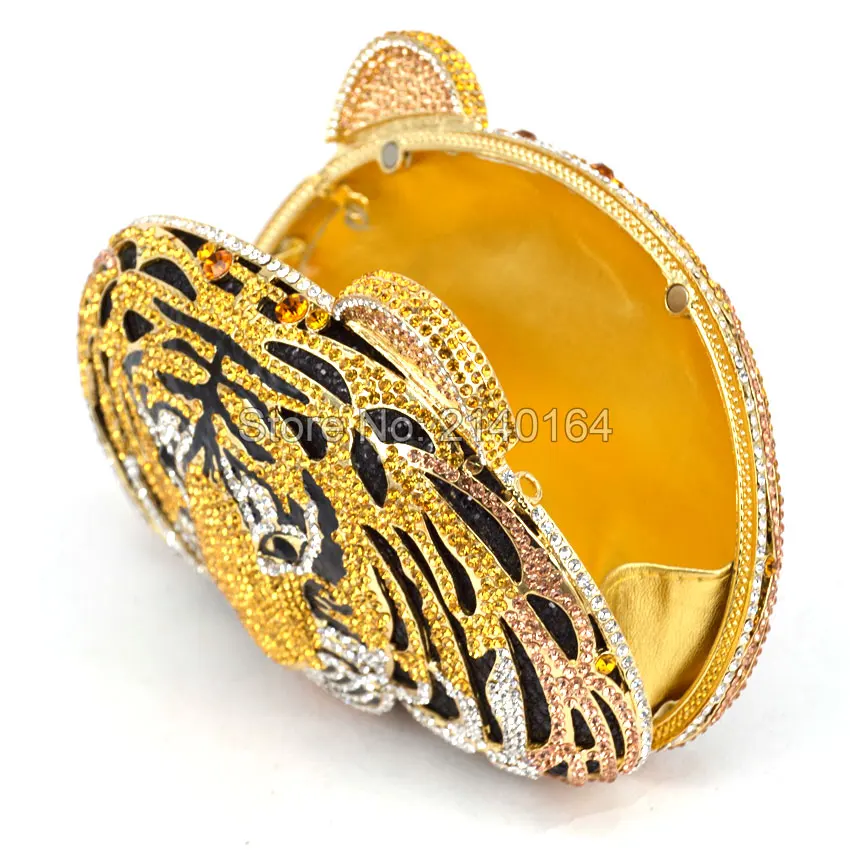 Золотые вечерние сумки с кристаллами тигра Женская Роскошная Сумка клатч сумка