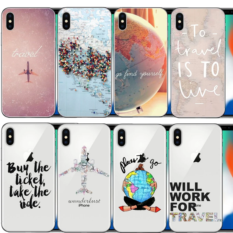 Карта мира дорожные планы Прозрачные Жесткие чехлы для iPhone аэроплан 6 6S Plus 7 7Plus X 8