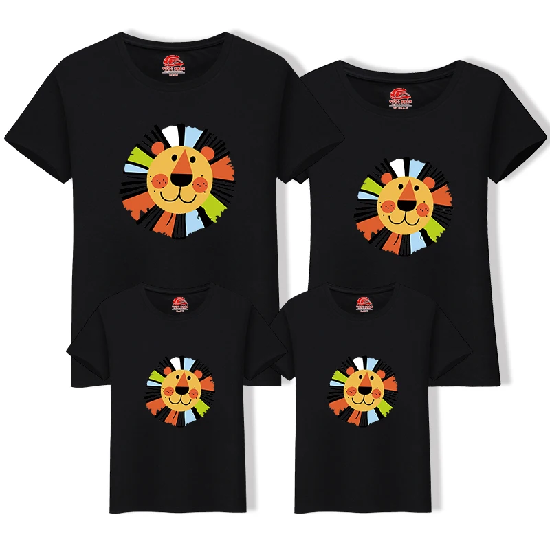 Для детей с рисунком в виде льва футболка костюмы одном стиле для всей семьи