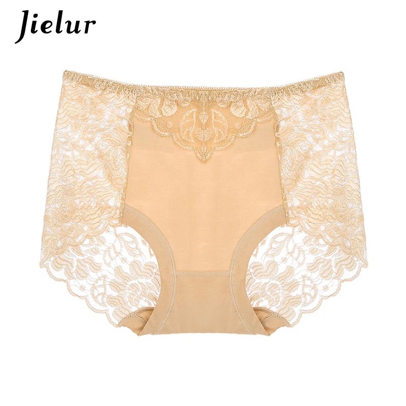 Женские кружевные трусики Jielur однотонные прозрачные большого размера