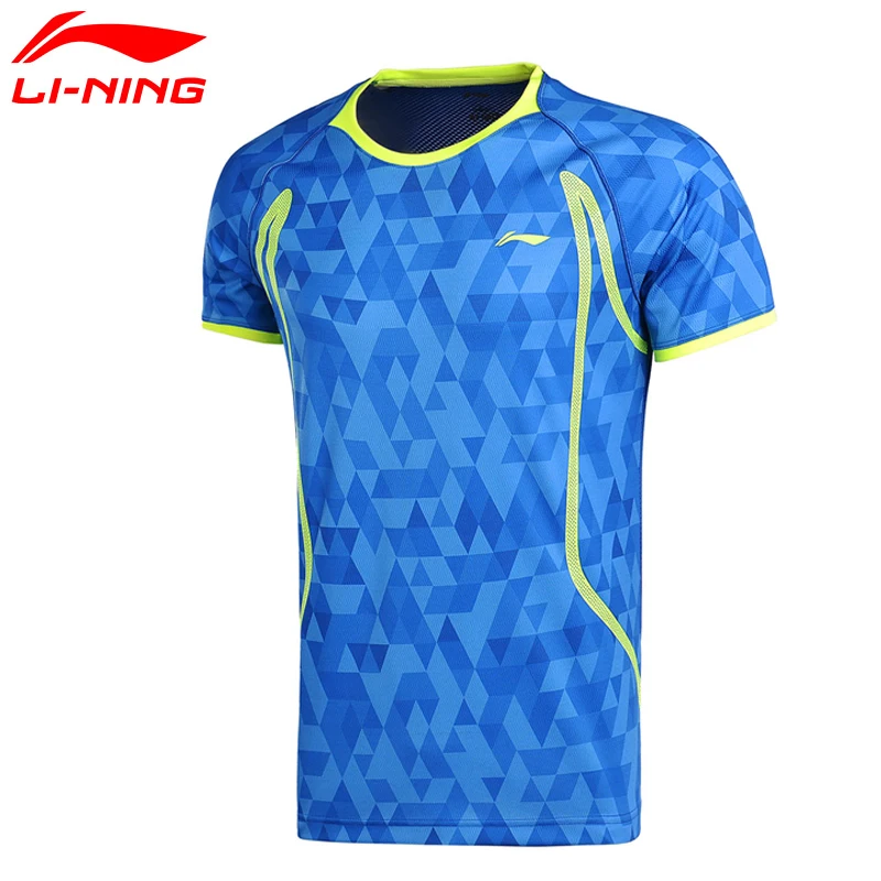 Li Ning мужские рубашки для сухого бадминтона дышащие легкие футболки соревнований