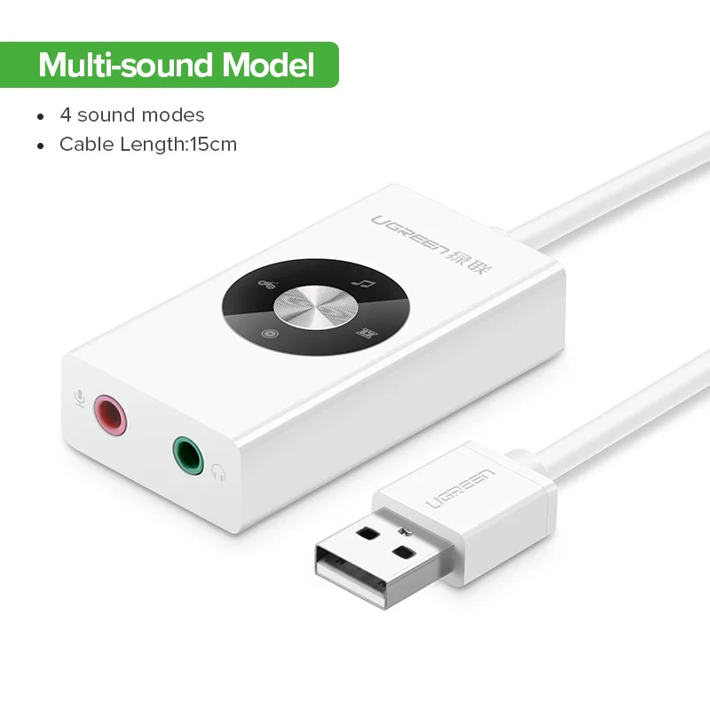 Multi-sound - 20cm Ugreen звуковая карта USB аудио Интерфейс внешний 3,5 мм микрофонный аудио адаптер Звуковая для ноутбука PS4 гарнитура звуковая карта с интерфейсом USB - Цвет: Multi-sound - 20cm