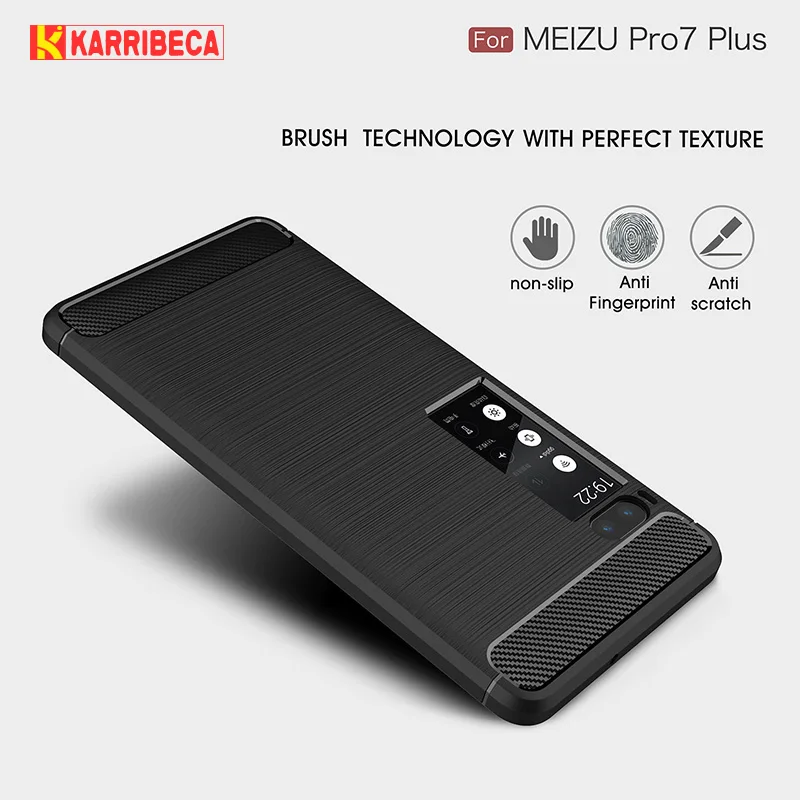 Углеродного волокна матовый Силиконовый чехол на телефон Meizu pro 7 plus случае Дело