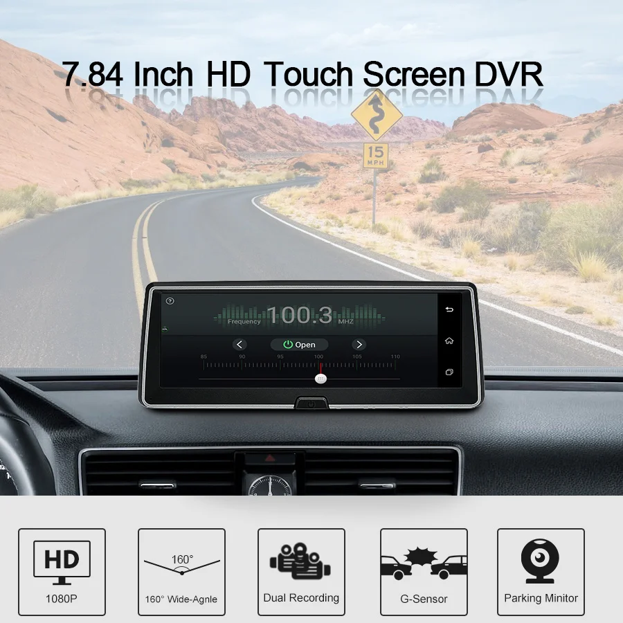 Автомобильный видеорегистратор TOPSOURCE Android 5 1 4G 7 84 &quot GPS Wi Fi 1080P Bluetooth мониторинг
