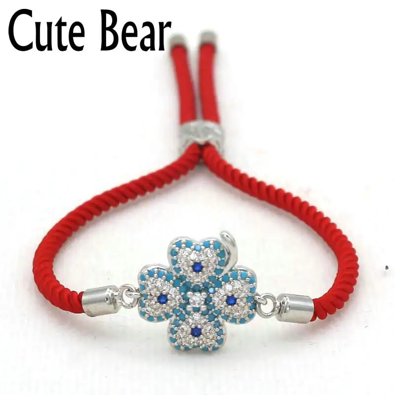 Брендовый милый Мишка браслет для женщин удача красная веревка микро закрепка
