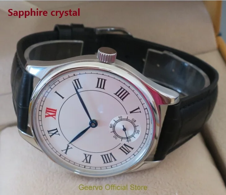 Мужские часы GEERVO с белым циферблатом 44 мм 6497 17 драгоценностей механические