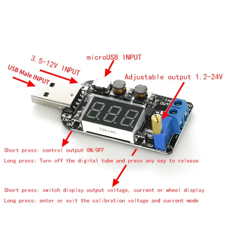 XY-UP USB Boost/модуль питания Buck Input-DC-3.5-12V Output-DC-1.2-24V Шаг вверх/вниз регулируемый