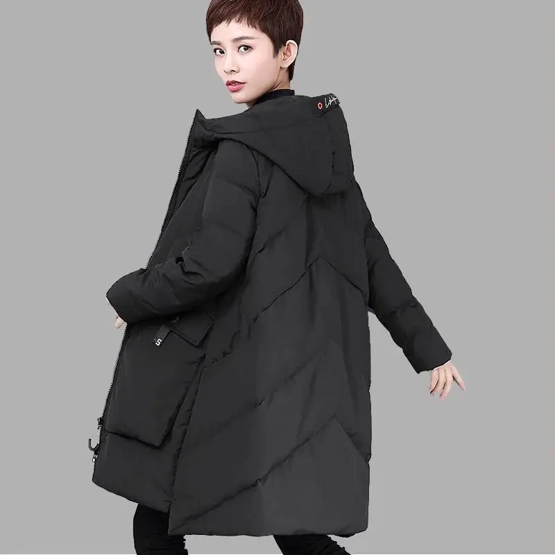 Женская парка на утином пуху размера плюс M ~ 4XL зимняя Свободная куртка для